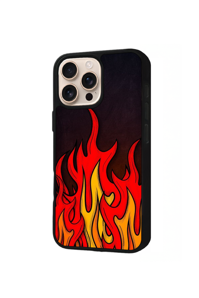 iPhone 14 Pro Uyumlu Retro Flame Patterns Tasarımlı Glossy Premium Kılıf