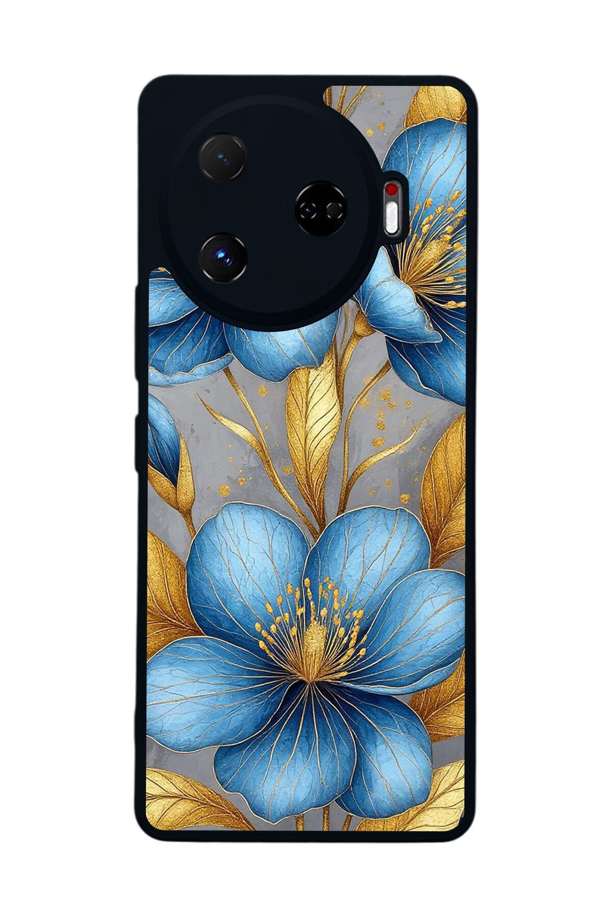 Tecno Camon 30 Pro Uyumlu Yaldizli Cicek Tasarımlı Glossy Premium Kılıf