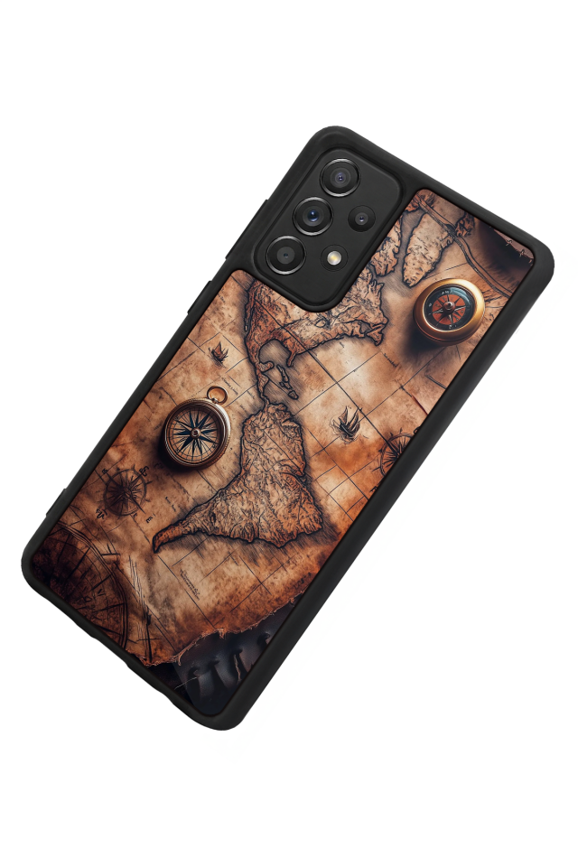 Samsung Galaxy A72 Uyumlu Harita Tasarımlı Glossy Premium Kılıf