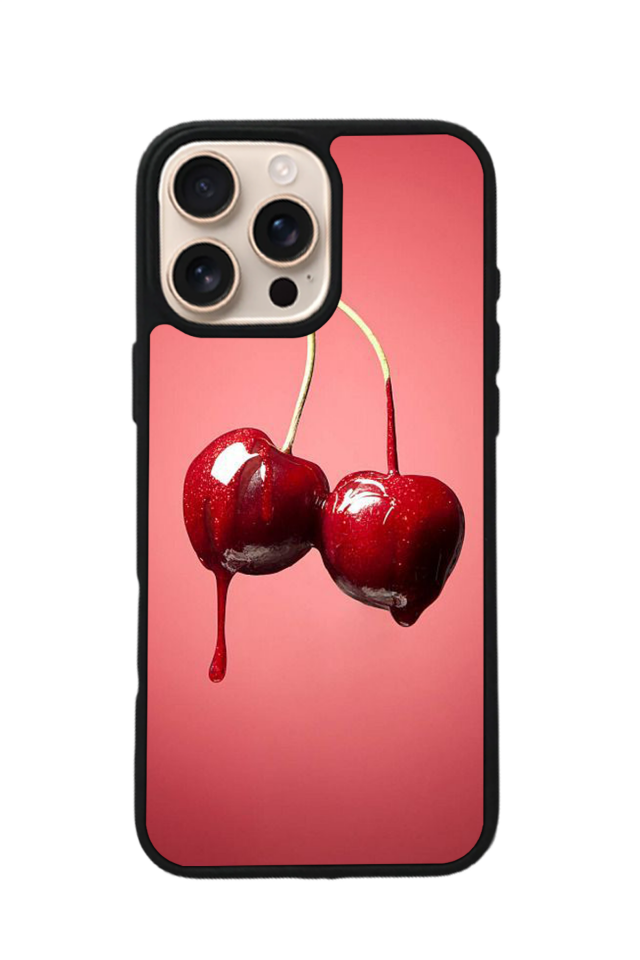 iPhone 16 Pro Max Uyumlu Kiraz Tasarımlı Glossy Premium Kılıf