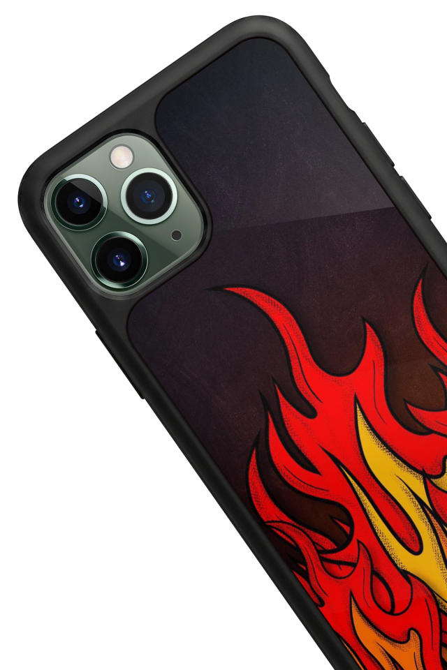 iPhone 11 Pro Max Uyumlu Retro Flame Patterns Tasarımlı Glossy Premium Kılıf