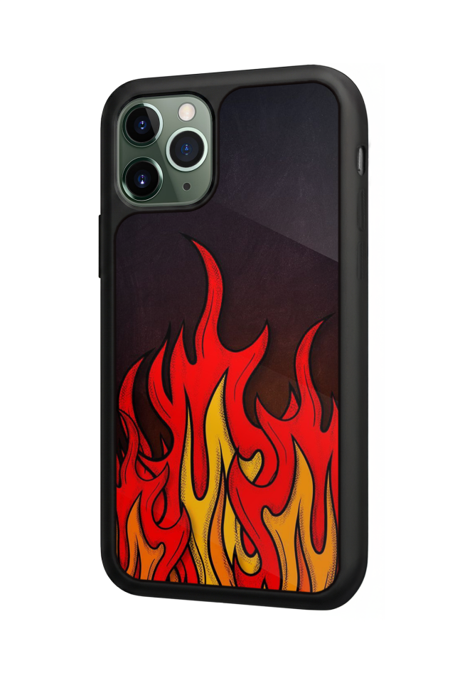 iPhone 11 Pro Max Uyumlu Retro Flame Patterns Tasarımlı Glossy Premium Kılıf