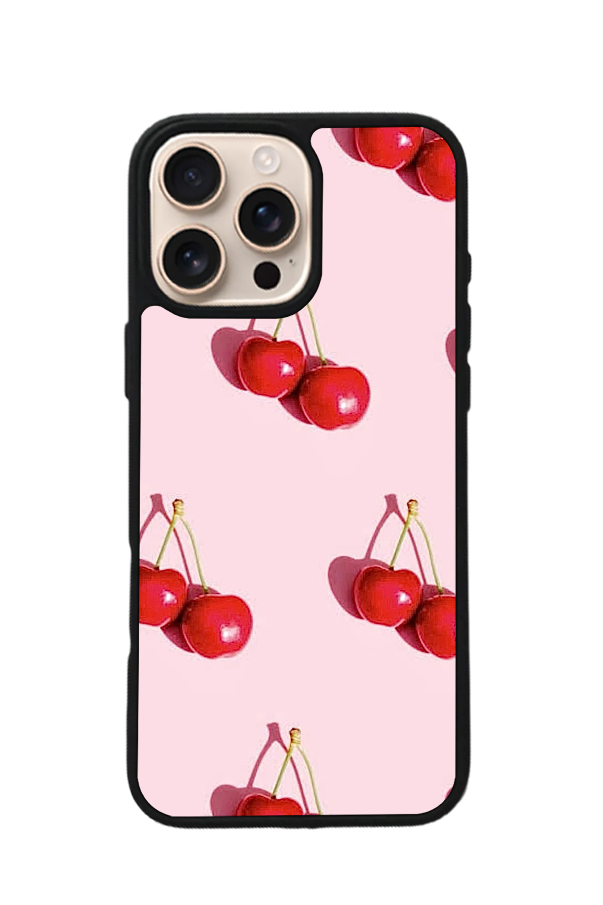 iPhone 16 Pro Max Uyumlu Kiraz Tasarımlı Glossy Premium Kılıf