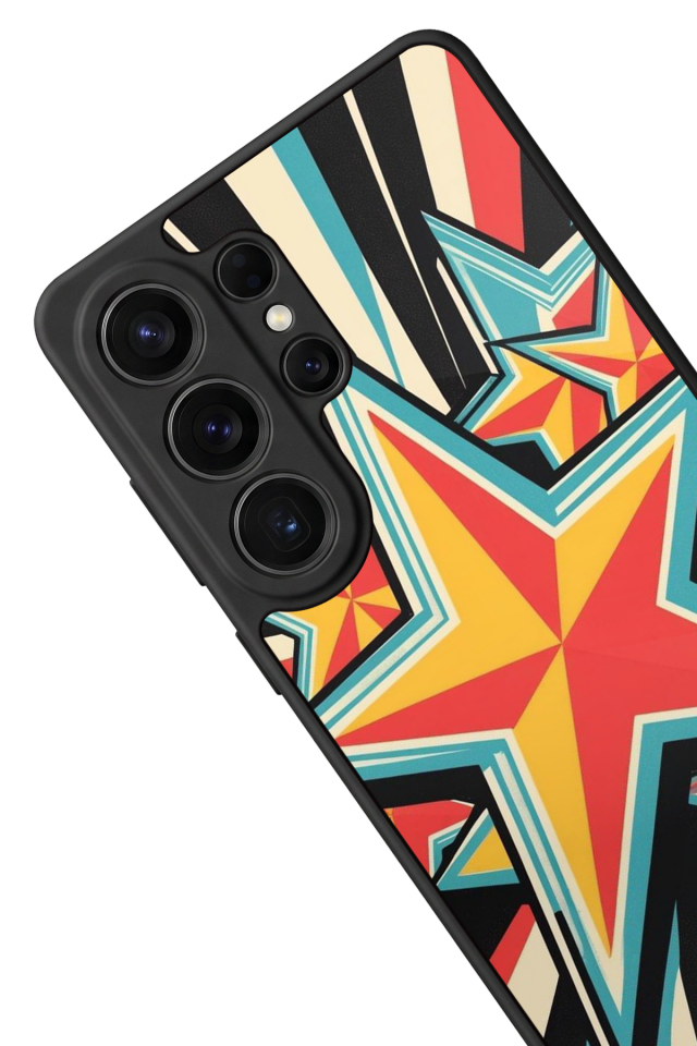 Samsung Galaxy S26 Ultra Uyumlu Retro Yildizlar Tasarımlı Glossy Premium Kılıf