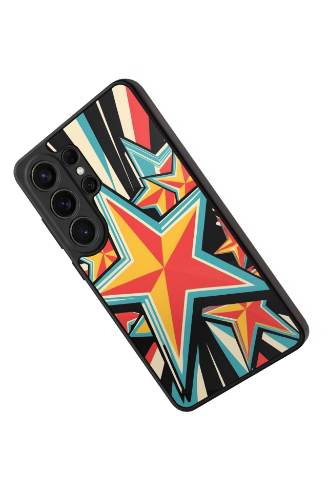 Samsung Galaxy S26 Ultra Uyumlu Retro Yildizlar Tasarımlı Glossy Premium Kılıf