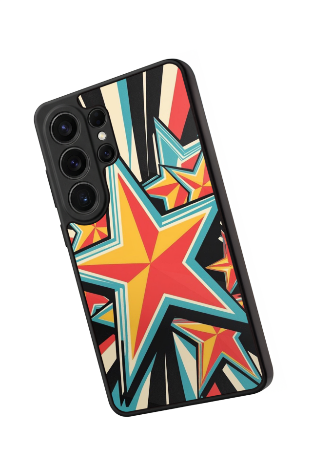 Samsung Galaxy S26 Ultra Uyumlu Retro Yildizlar Tasarımlı Glossy Premium Kılıf