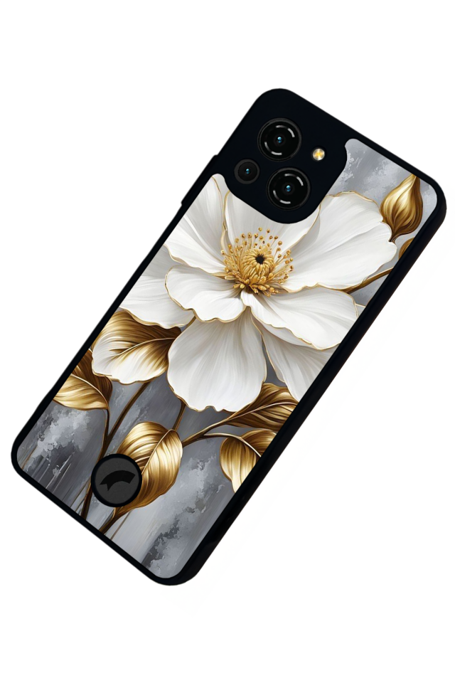 Reeder S23 Pro Max Uyumlu Yaldizli Cicek Tasarımlı Glossy Premium Kılıf