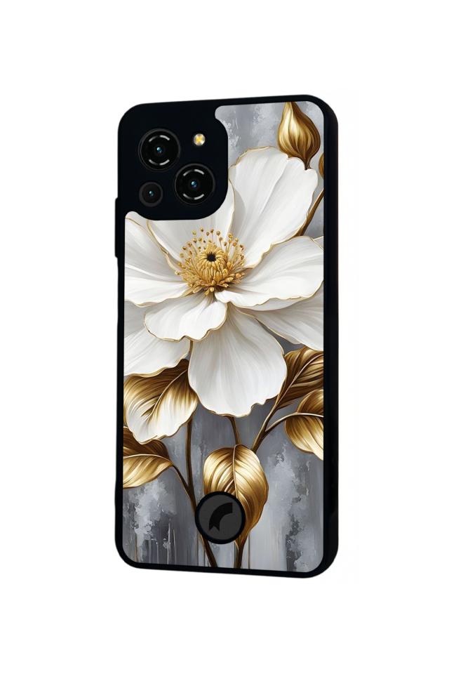 Reeder S23 Pro Max Uyumlu Yaldizli Cicek Tasarımlı Glossy Premium Kılıf