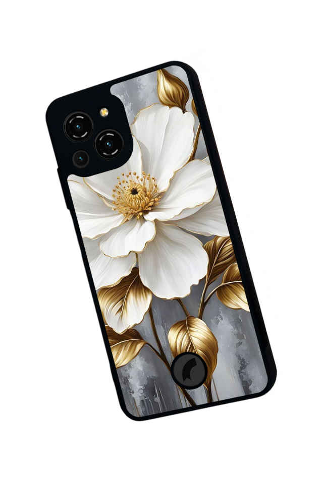 Reeder S23 Pro Max Uyumlu Yaldizli Cicek Tasarımlı Glossy Premium Kılıf