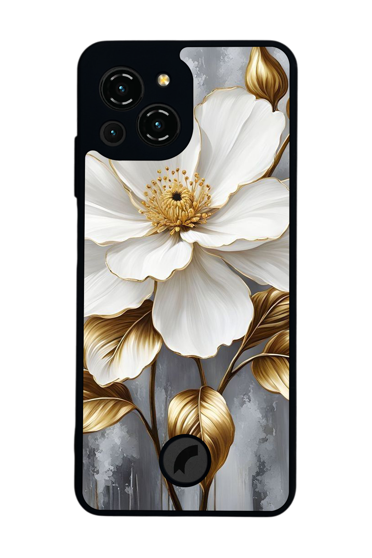 Reeder S23 Pro Max Uyumlu Yaldizli Cicek Tasarımlı Glossy Premium Kılıf