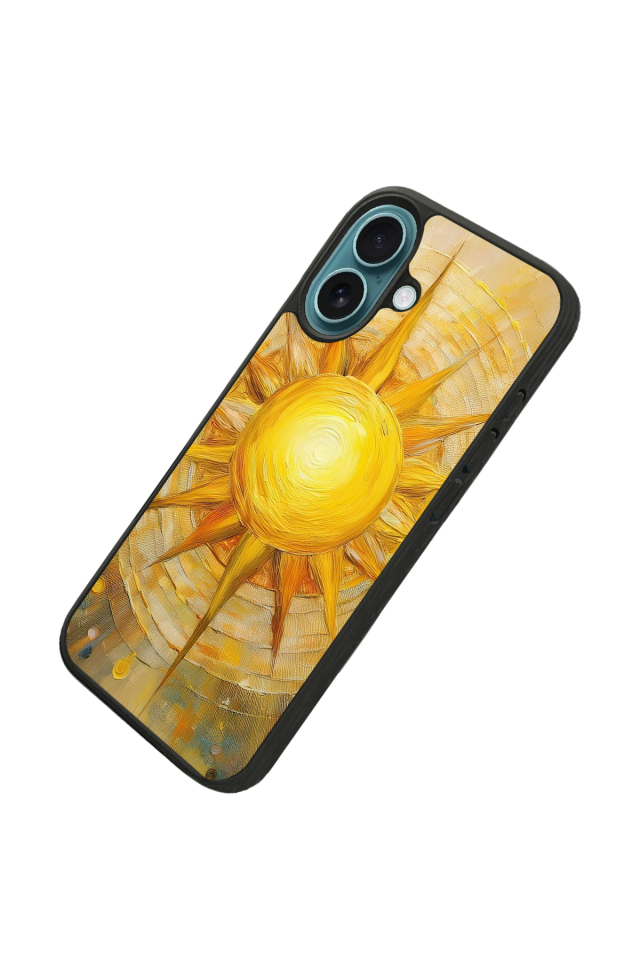 iPhone 16 Plus Uyumlu Güneş Tasarımlı Glossy Premium Kılıf
