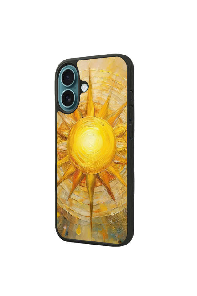 iPhone 16 Plus Uyumlu Güneş Tasarımlı Glossy Premium Kılıf