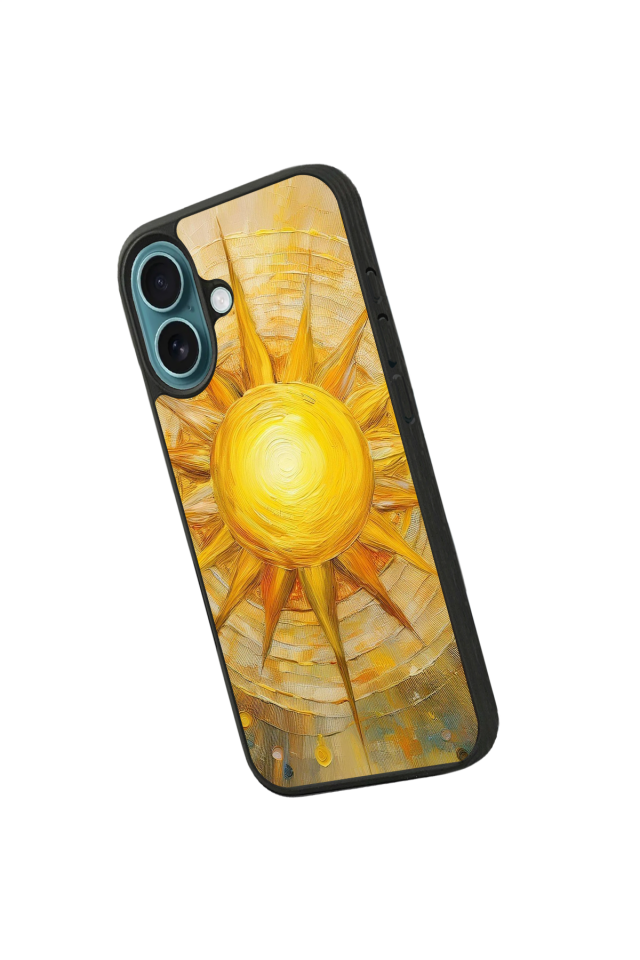 iPhone 16 Plus Uyumlu Güneş Tasarımlı Glossy Premium Kılıf
