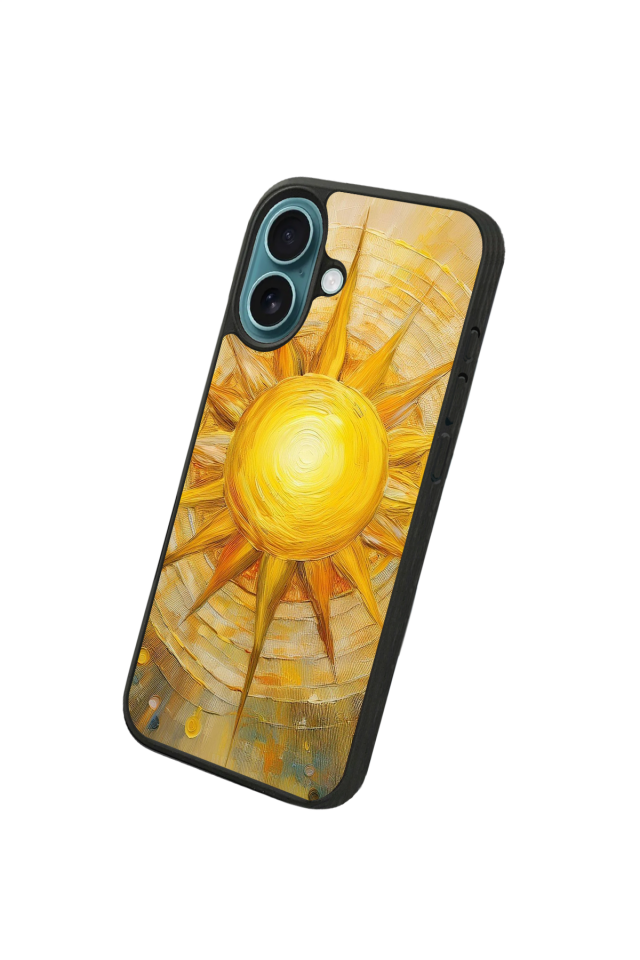 iPhone 16 Plus Uyumlu Güneş Tasarımlı Glossy Premium Kılıf