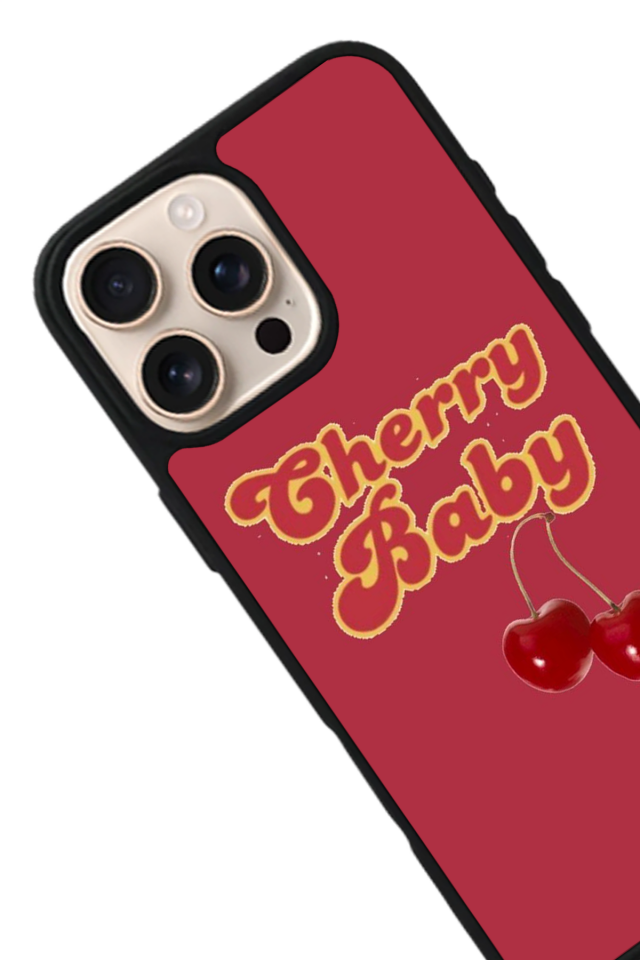 iPhone 16 Pro Max Uyumlu Kiraz Tasarımlı Glossy Premium Kılıf