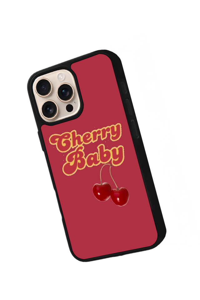 iPhone 16 Pro Max Uyumlu Kiraz Tasarımlı Glossy Premium Kılıf