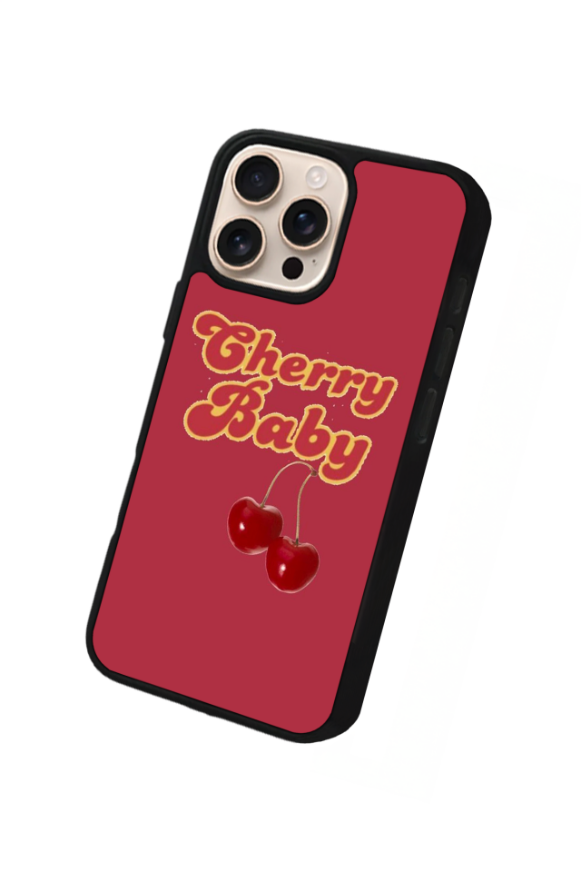 iPhone 16 Pro Max Uyumlu Kiraz Tasarımlı Glossy Premium Kılıf