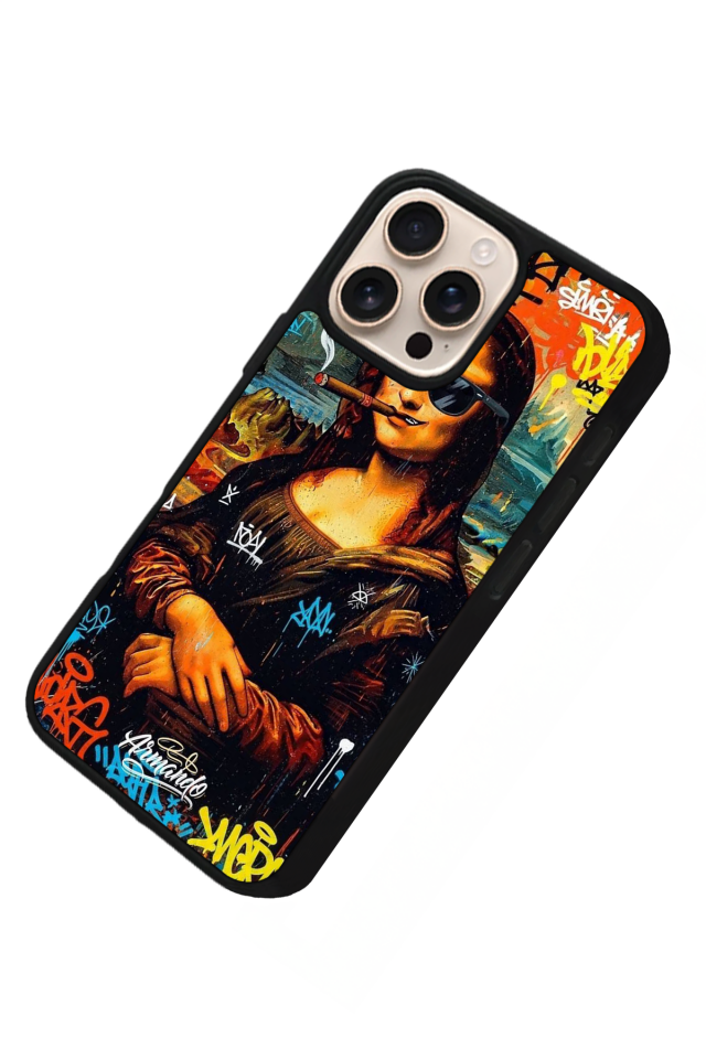 iPhone 15 Pro Uyumlu Monalisa Tasarımlı Glossy Premium Kılıf