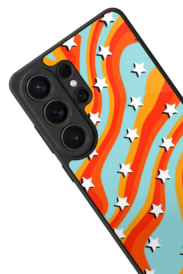 Samsung Galaxy S26 Ultra Uyumlu Retro Yildizlar Tasarımlı Glossy Premium Kılıf