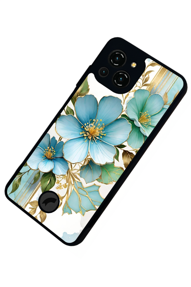 Reeder S23 Pro Max Uyumlu Yaldizli Cicek Tasarımlı Glossy Premium Kılıf