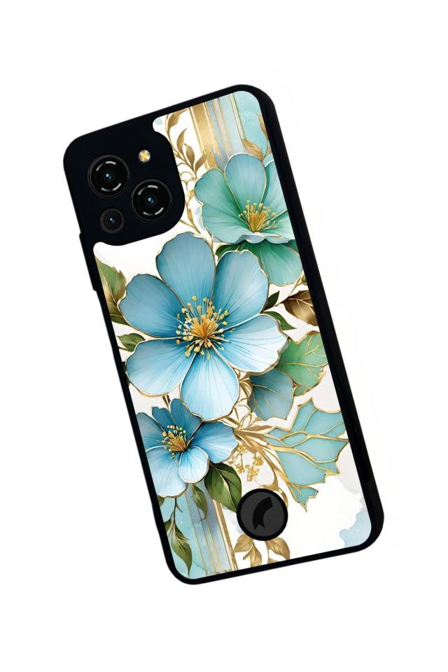 Reeder S23 Pro Max Uyumlu Yaldizli Cicek Tasarımlı Glossy Premium Kılıf