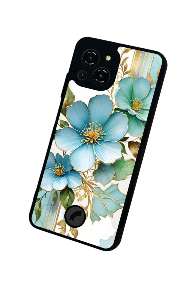 Reeder S23 Pro Max Uyumlu Yaldizli Cicek Tasarımlı Glossy Premium Kılıf