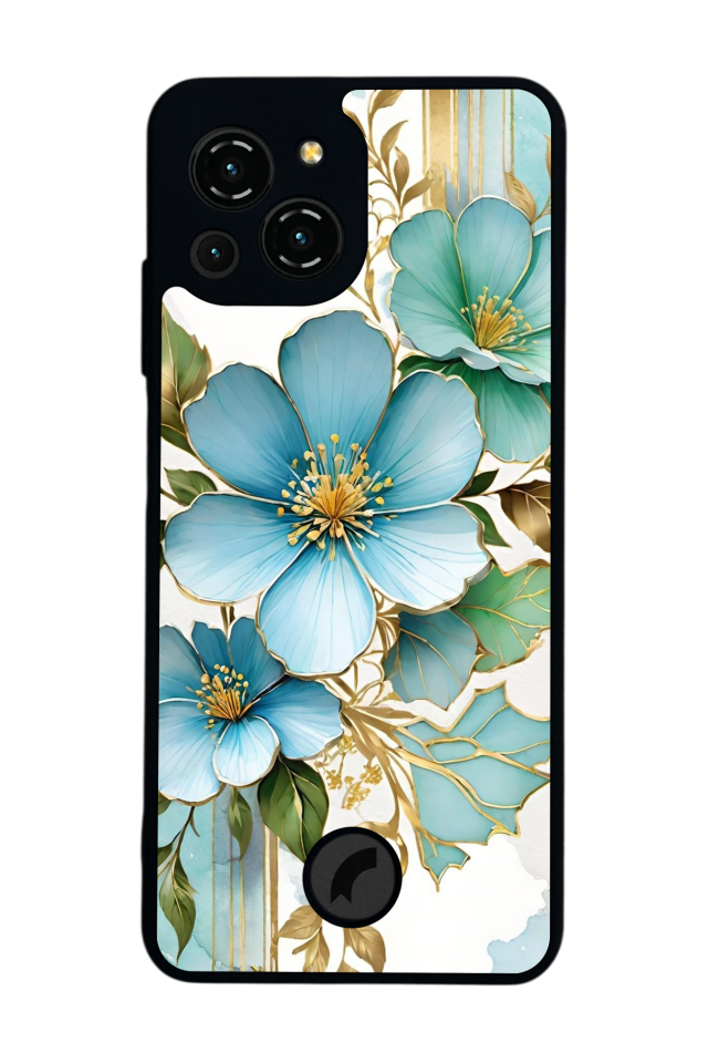 Reeder S23 Pro Max Uyumlu Yaldizli Cicek Tasarımlı Glossy Premium Kılıf