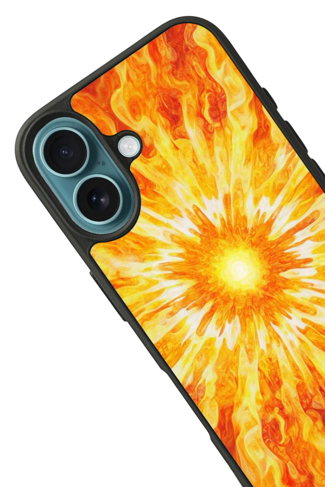iPhone 16 Plus Uyumlu Güneş Tasarımlı Glossy Premium Kılıf