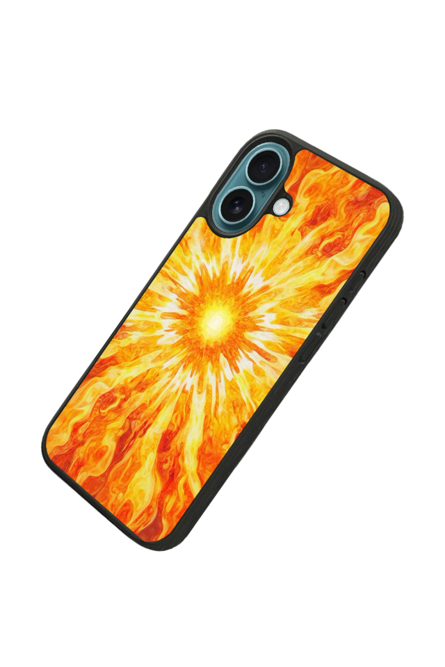iPhone 16 Plus Uyumlu Güneş Tasarımlı Glossy Premium Kılıf