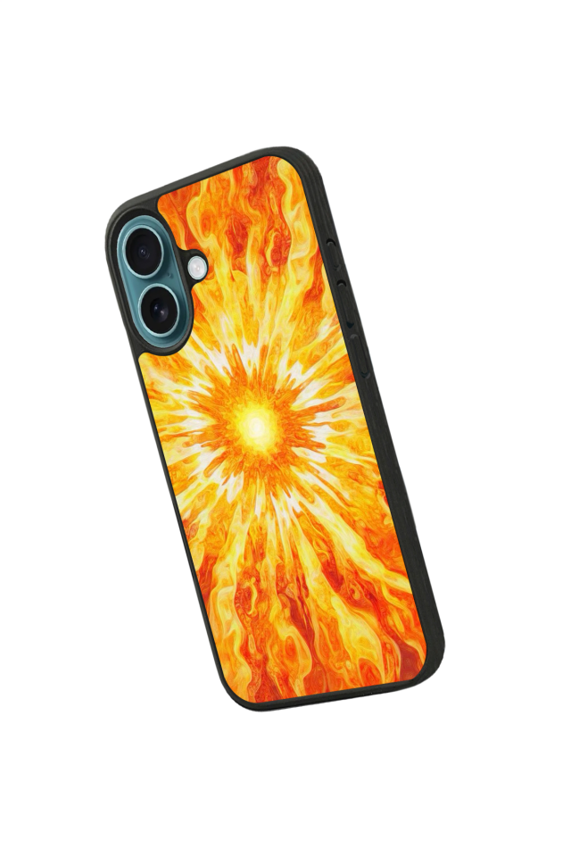 iPhone 16 Plus Uyumlu Güneş Tasarımlı Glossy Premium Kılıf