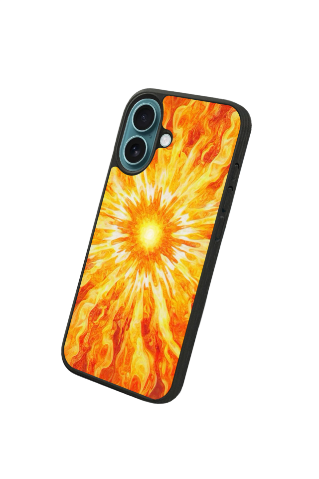 iPhone 16 Plus Uyumlu Güneş Tasarımlı Glossy Premium Kılıf