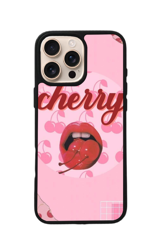 iPhone 16 Pro Max Uyumlu Kiraz Tasarımlı Glossy Premium Kılıf