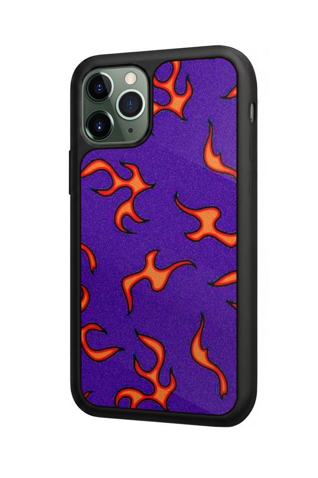 iPhone 11 Pro Max Uyumlu Retro Flame Patterns Tasarımlı Glossy Premium Kılıf