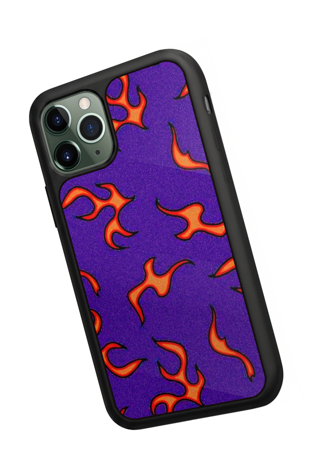 iPhone 11 Pro Max Uyumlu Retro Flame Patterns Tasarımlı Glossy Premium Kılıf