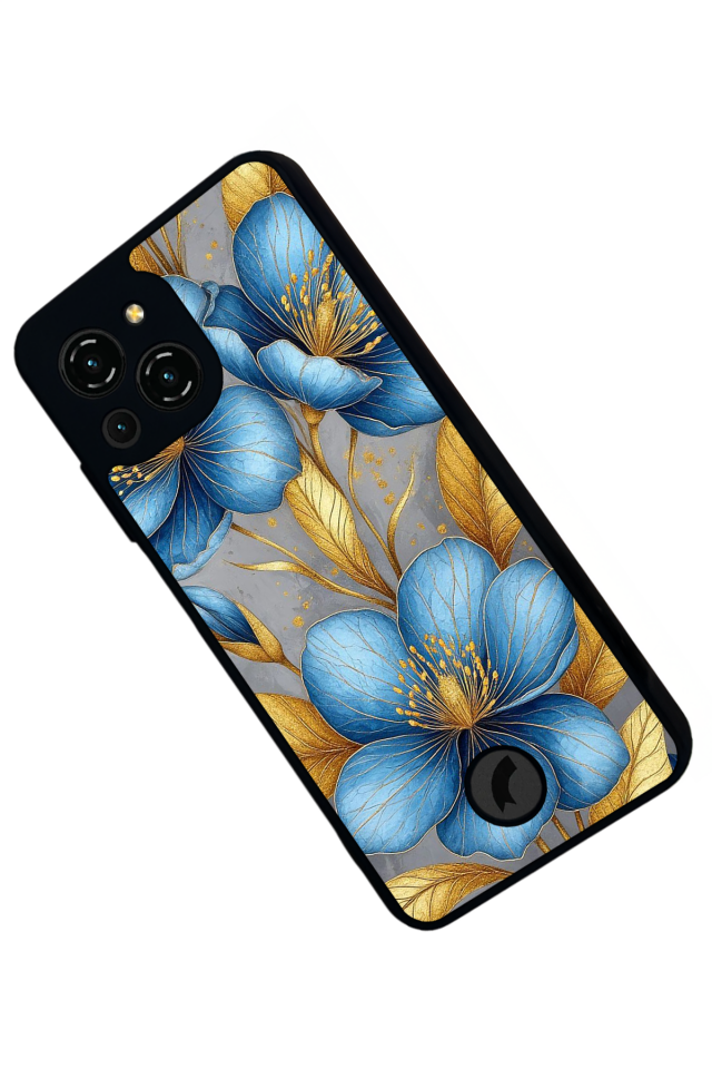 Reeder S23 Pro Max Uyumlu Yaldizli Cicek Tasarımlı Glossy Premium Kılıf