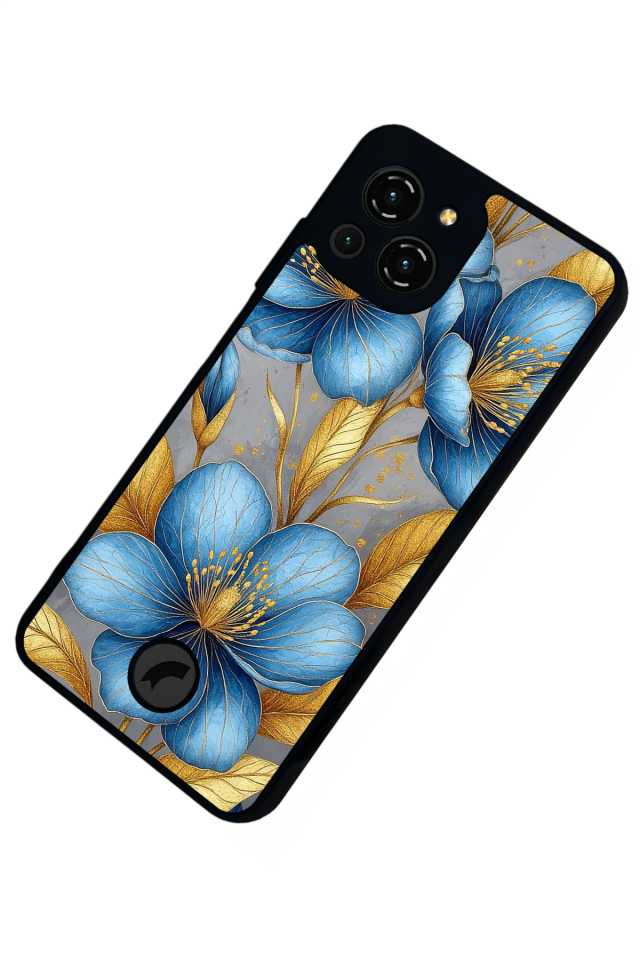 Reeder S23 Pro Max Uyumlu Yaldizli Cicek Tasarımlı Glossy Premium Kılıf