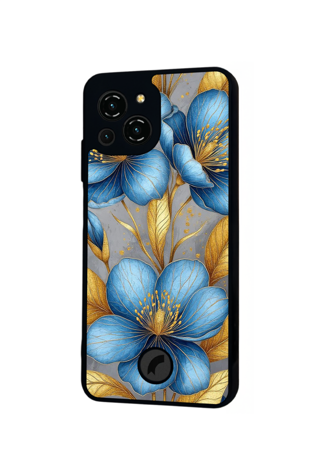 Reeder S23 Pro Max Uyumlu Yaldizli Cicek Tasarımlı Glossy Premium Kılıf