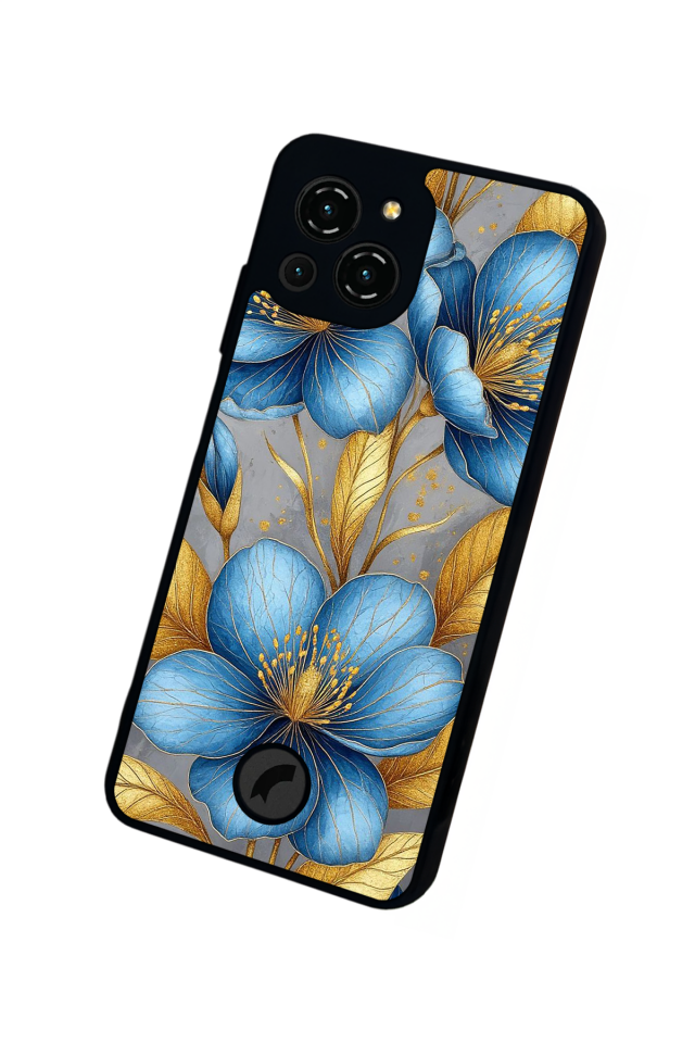 Reeder S23 Pro Max Uyumlu Yaldizli Cicek Tasarımlı Glossy Premium Kılıf