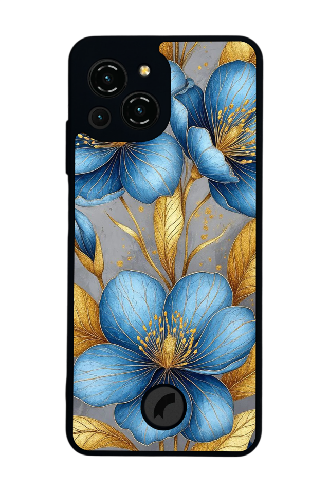 Reeder S23 Pro Max Uyumlu Yaldizli Cicek Tasarımlı Glossy Premium Kılıf