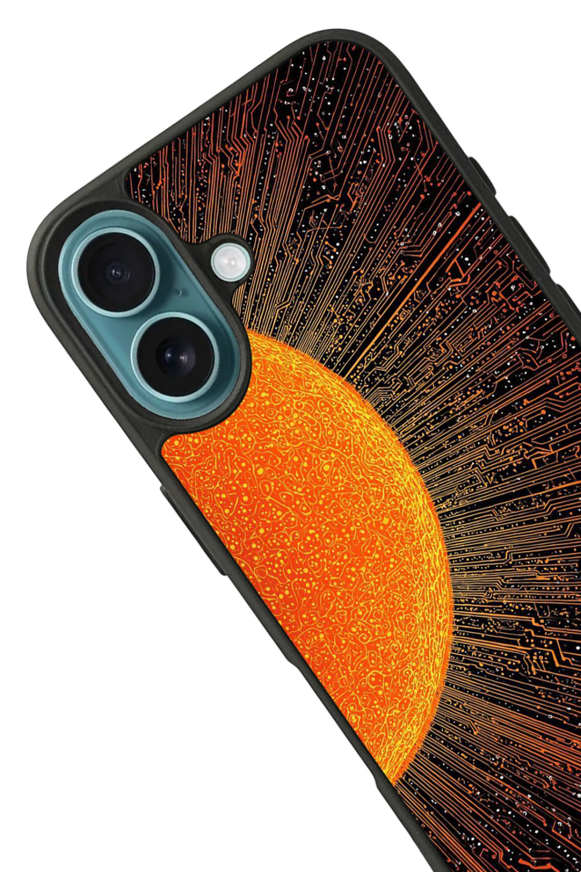 iPhone 16 Plus Uyumlu Güneş Tasarımlı Glossy Premium Kılıf