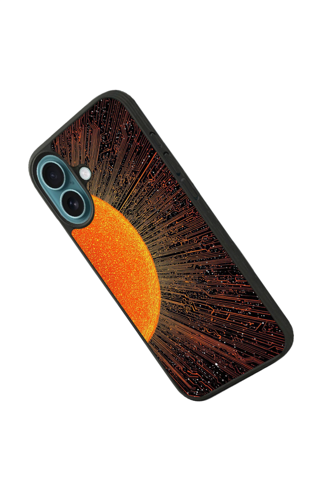 iPhone 16 Plus Uyumlu Güneş Tasarımlı Glossy Premium Kılıf