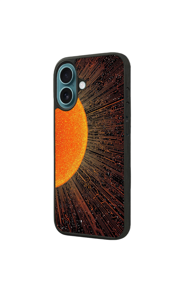 iPhone 16 Plus Uyumlu Güneş Tasarımlı Glossy Premium Kılıf