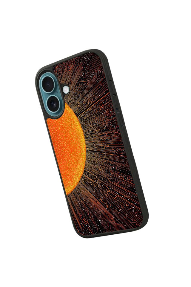 iPhone 16 Plus Uyumlu Güneş Tasarımlı Glossy Premium Kılıf