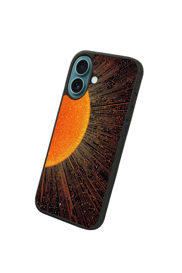 iPhone 16 Plus Uyumlu Güneş Tasarımlı Glossy Premium Kılıf