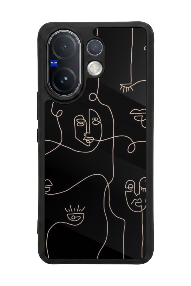 Vivo V60 Uyumlu Line Art Tasarımlı Glossy Premium Kılıf
