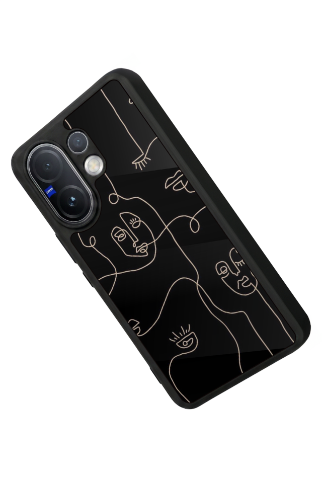 Vivo V60 Uyumlu Line Art Tasarımlı Glossy Premium Kılıf