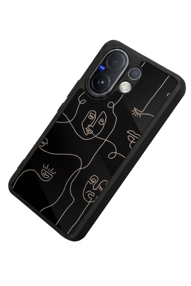 Vivo V60 Uyumlu Line Art Tasarımlı Glossy Premium Kılıf
