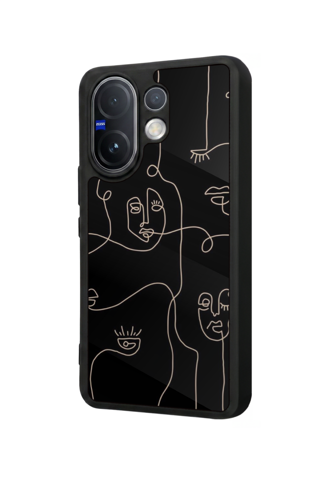 Vivo V60 Uyumlu Line Art Tasarımlı Glossy Premium Kılıf