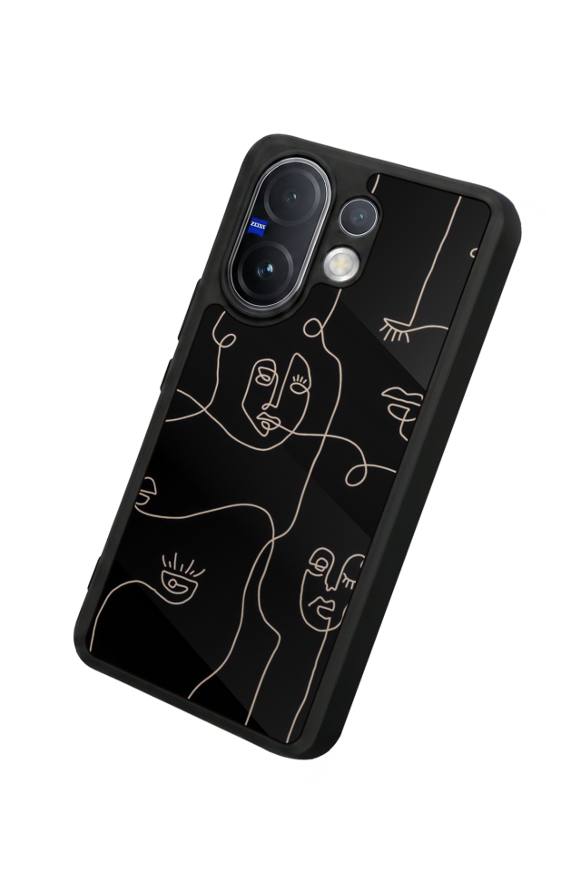 Vivo V60 Uyumlu Line Art Tasarımlı Glossy Premium Kılıf