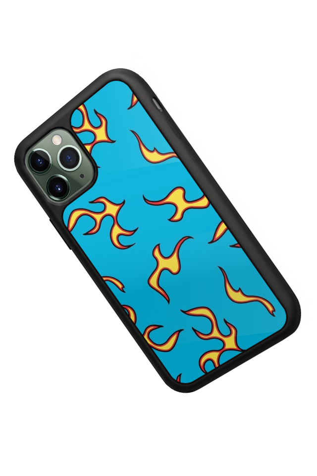 iPhone 11 Pro Max Uyumlu Retro Flame Patterns Tasarımlı Glossy Premium Kılıf